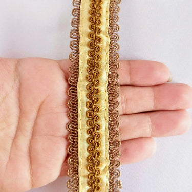 Fabric Trim With Brown / Black / Yellow / Green / Pink Thread Embroidery, Embroidered Lace Trim, 28mm wide